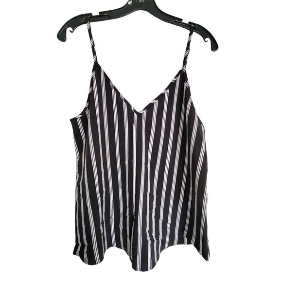 Shein Double V Neck Striped Strappy Spaghetti Sleeveless Blouse Cami Tank Top M - Picture 5 of 14
